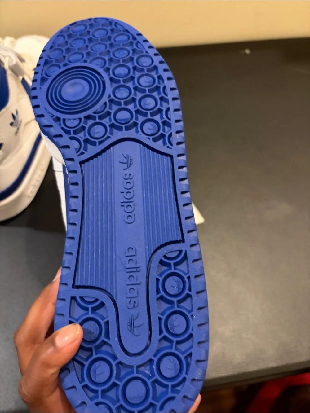 adidas Kids White and Royal Blue High-Top Sneakers